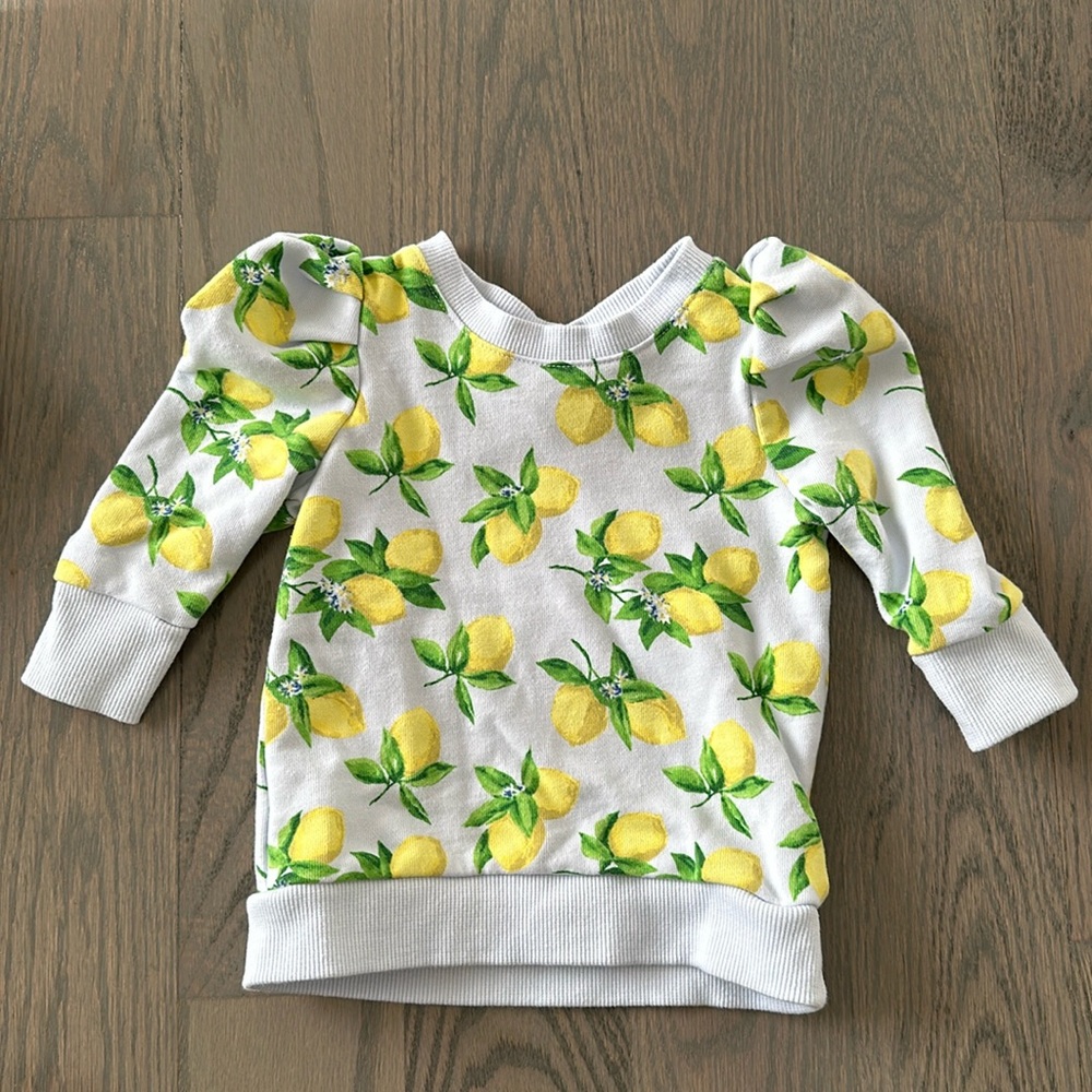 Janie and Jack lemon ruffle shoulder sweatshirt 3t